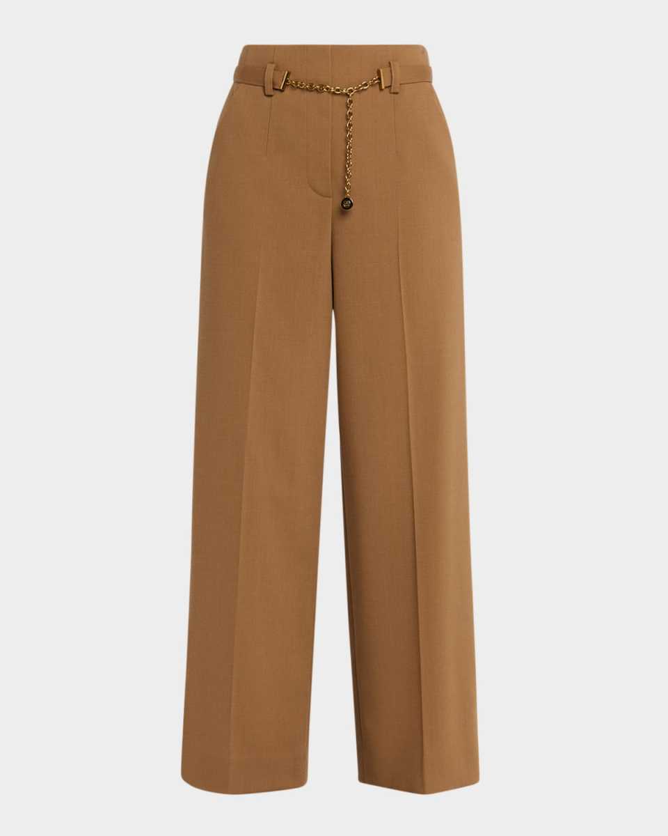 McGrath Wide-Leg Pants with Chain Belt